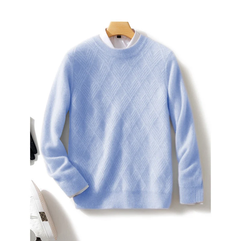 Herren Feiner Strukturstrickpullover mit kurzem Stehkragen und Diamant‑Relief Nord Taschen