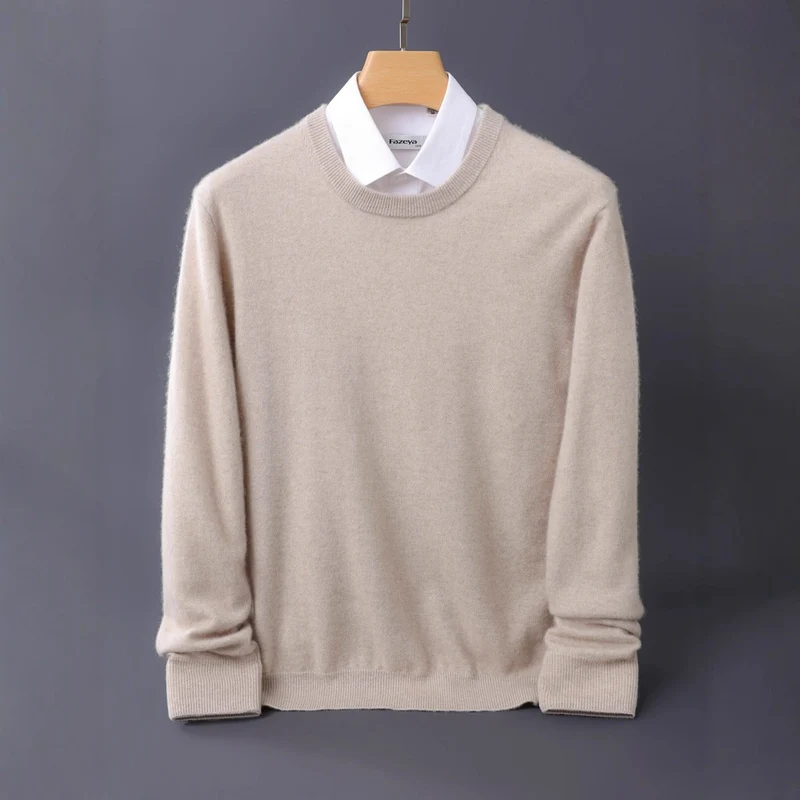 Herren Feiner Rundhals-Strickpullover in Kaschmir‑Optik mit gerippten Bündchen Nord Taschen