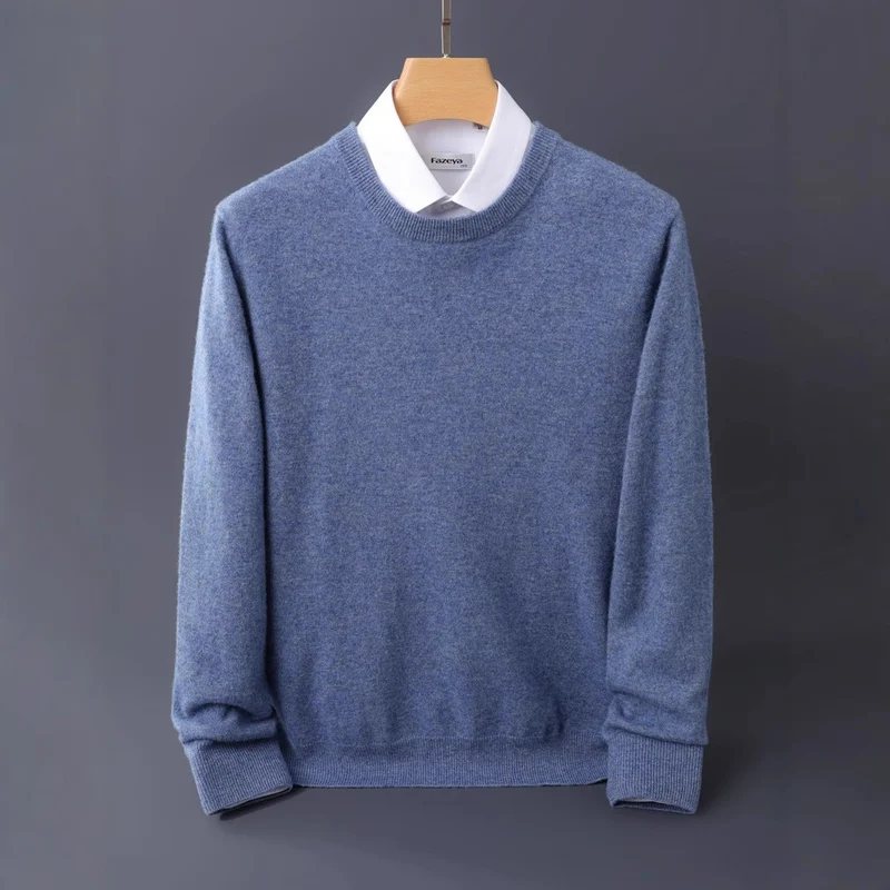 Herren Feiner Rundhals-Strickpullover in Kaschmir‑Optik mit gerippten Bündchen Nord Taschen