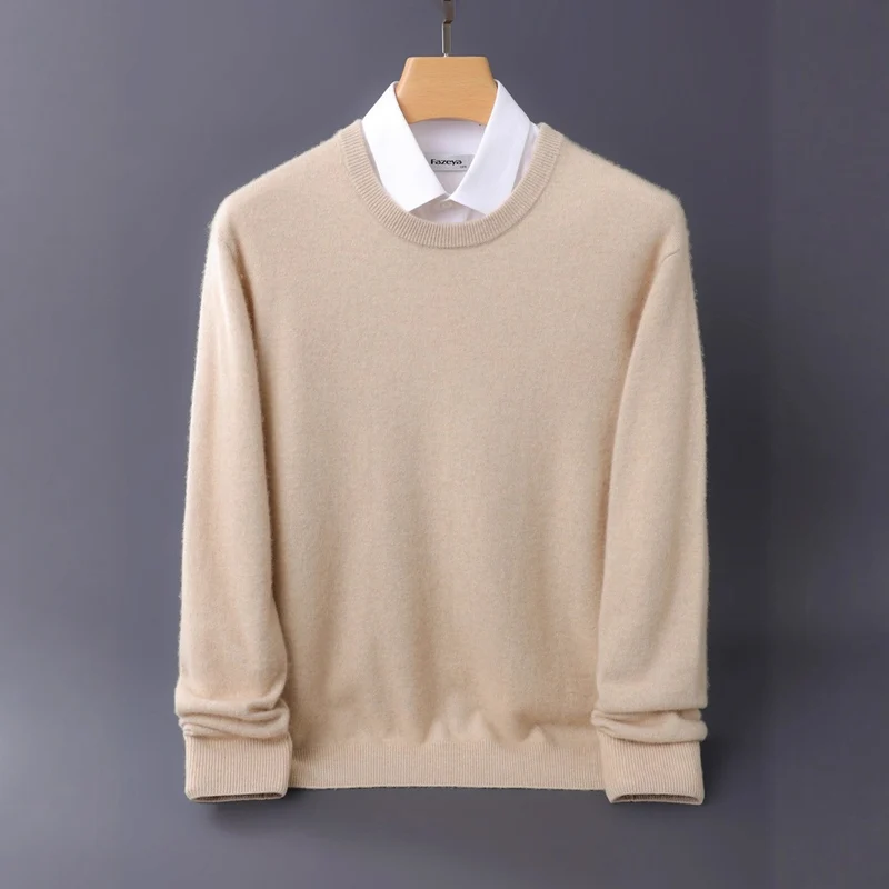 Herren Feiner Rundhals-Strickpullover in Kaschmir‑Optik mit gerippten Bündchen Nord Taschen