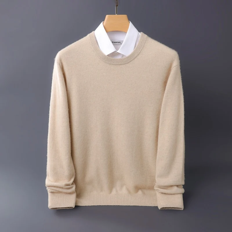 Herren Feiner Rundhals-Strickpullover in Kaschmir‑Optik mit gerippten Bündchen Nord Taschen