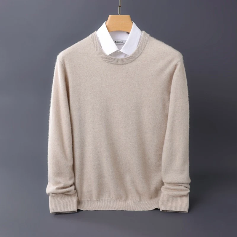Herren Feiner Rundhals-Strickpullover in Kaschmir‑Optik mit gerippten Bündchen Nord Taschen
