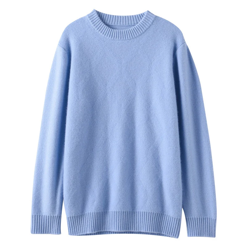 Herren Feiner Rundhals‑Pullover mit dezenter Rautenstruktur aus Kaschmir‑Mix Nord Taschen