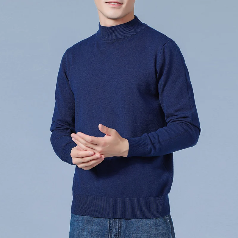 Herren Feiner Mockneck-Pullover aus hochwertigem Feinstrick mit gerippten Abschlüssen Nord Taschen