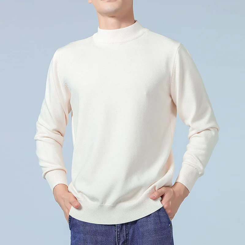 Herren Feiner Mockneck-Pullover aus hochwertigem Feinstrick mit gerippten Abschlüssen Nord Taschen