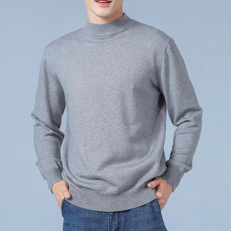 Herren Feiner Mockneck-Pullover aus hochwertigem Feinstrick mit gerippten Abschlüssen Nord Taschen
