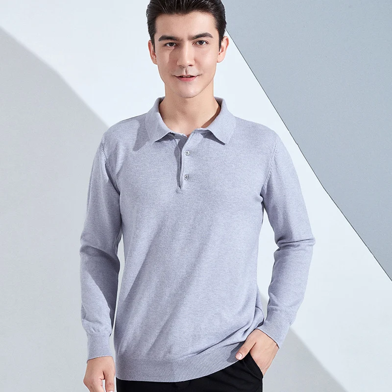 Herren Feiner Langarm-Poloshirt aus Feinstrick mit 3‑Knopf‑Leiste und schmaler Passform Nord Taschen