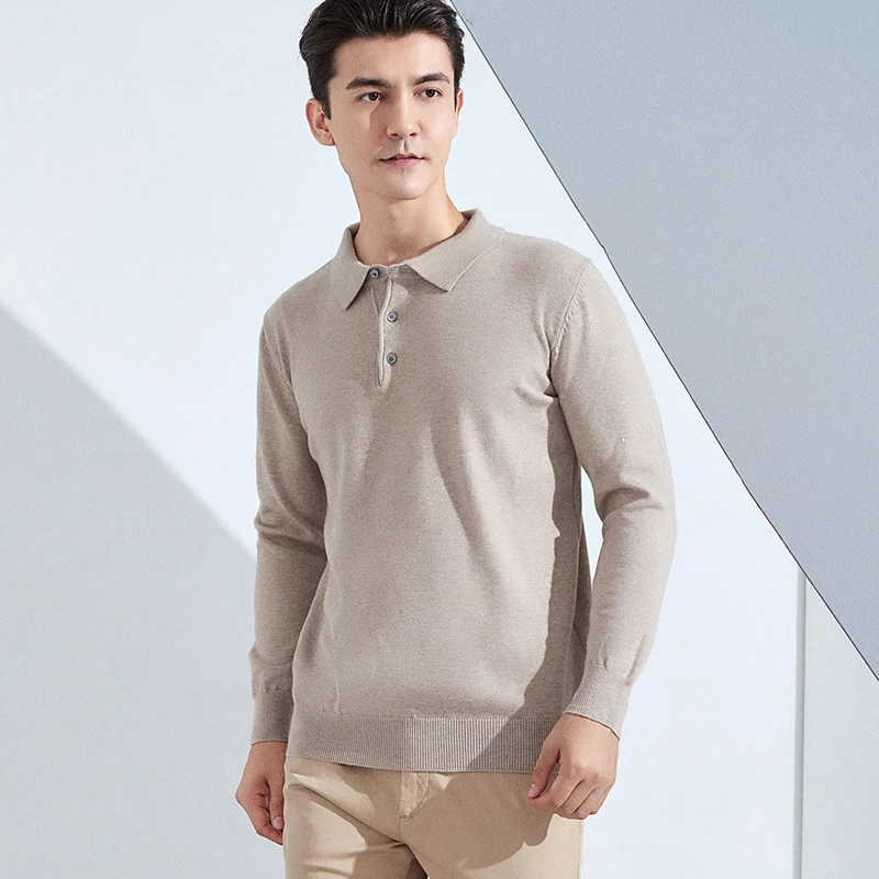 Herren Feiner Langarm-Poloshirt aus Feinstrick mit 3‑Knopf‑Leiste und schmaler Passform Nord Taschen