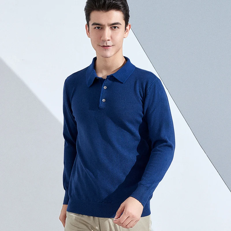 Herren Feiner Langarm-Poloshirt aus Feinstrick mit 3‑Knopf‑Leiste und schmaler Passform Nord Taschen