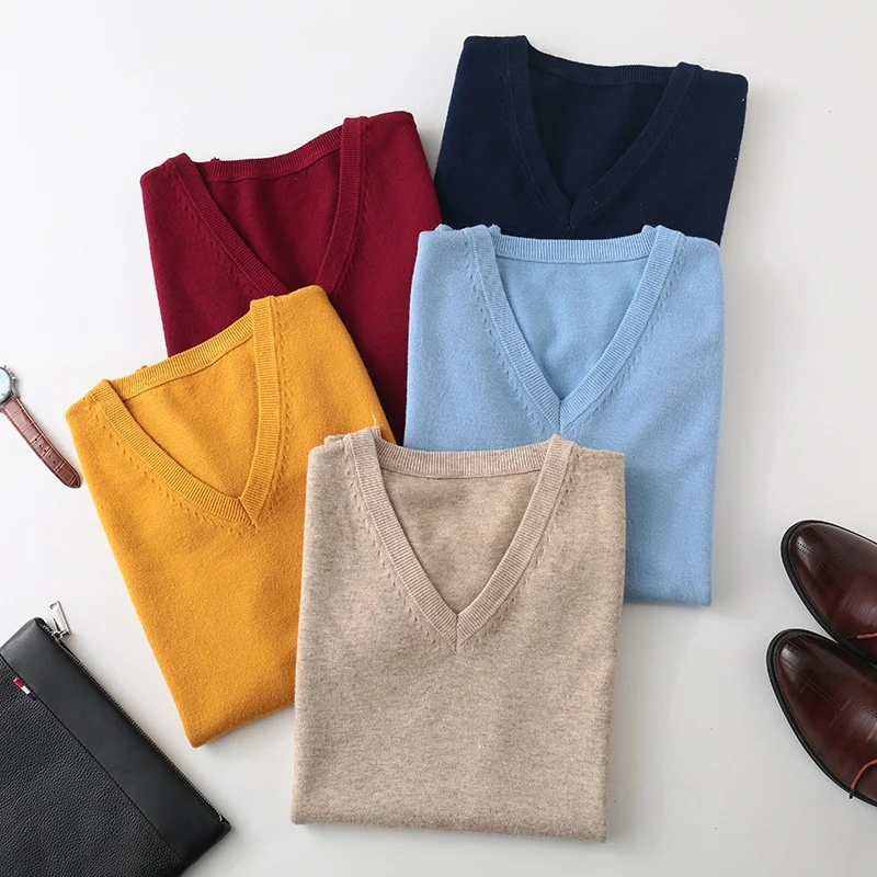 Herren Ärmellose Feinstrickweste mit V‑Ausschnitt und feiner Baumwollmischung Nord Taschen