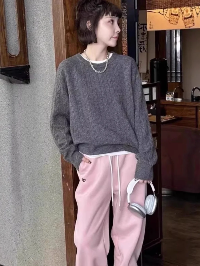 Damen Zopfstrick-Pullover aus Baumwoll-Mix mit legerer Oversize-Silhouette Nord Taschen