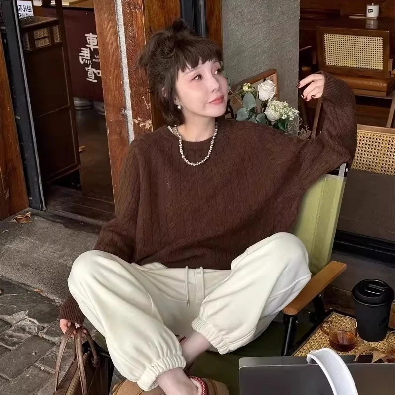 Damen Zopfstrick-Pullover aus Baumwoll-Mix mit legerer Oversize-Silhouette Nord Taschen