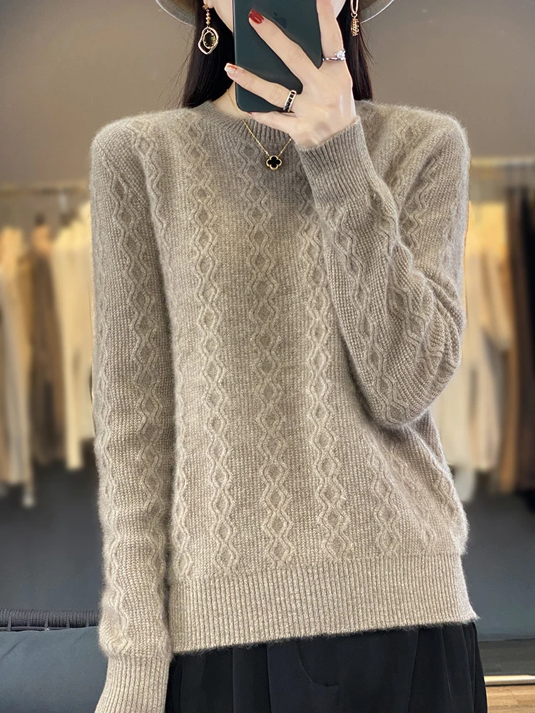 Damen Zopfmuster-Feinstrickpullover mit feiner Struktur und kastiger Silhouette Nord Taschen