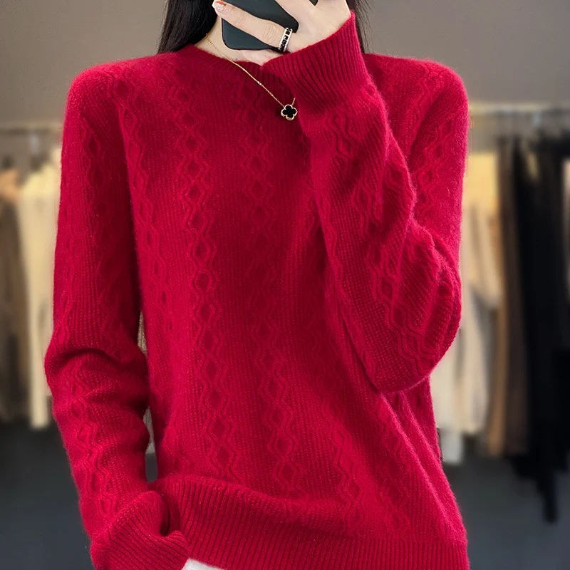 Damen Zopfmuster-Feinstrickpullover mit feiner Struktur und kastiger Silhouette Nord Taschen