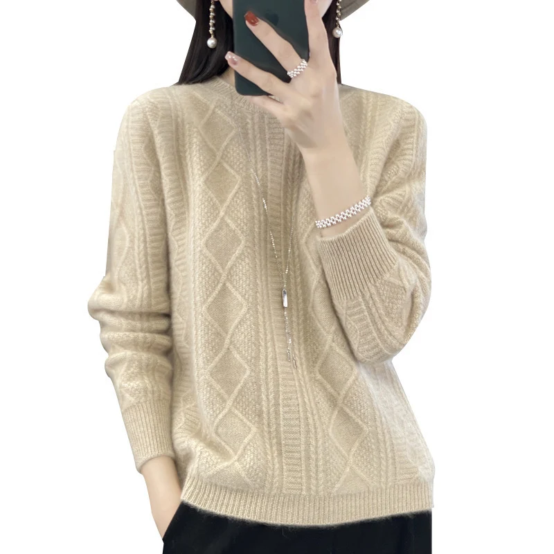 Damen Zopfmuster-Feinstrickpullover mit Ajour-Bahnen und weichem Mohair-Finish Nord Taschen