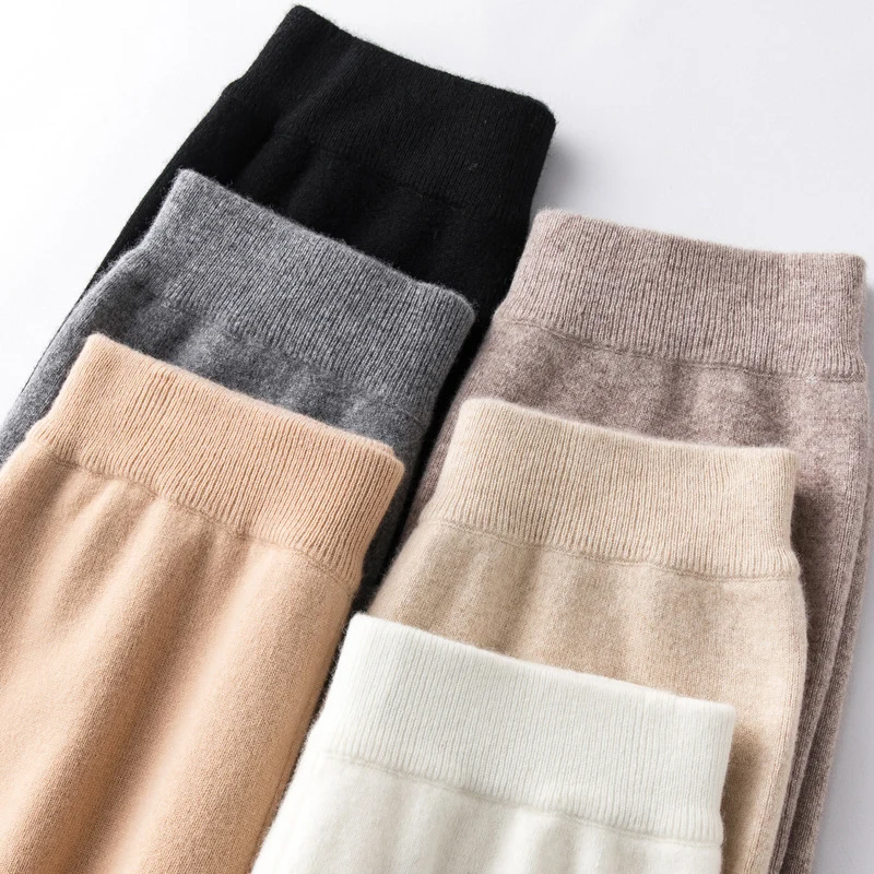 Damen Weite Strickhose mit hohem Bund und kaschmirähnlicher Weichheit Nord Taschen