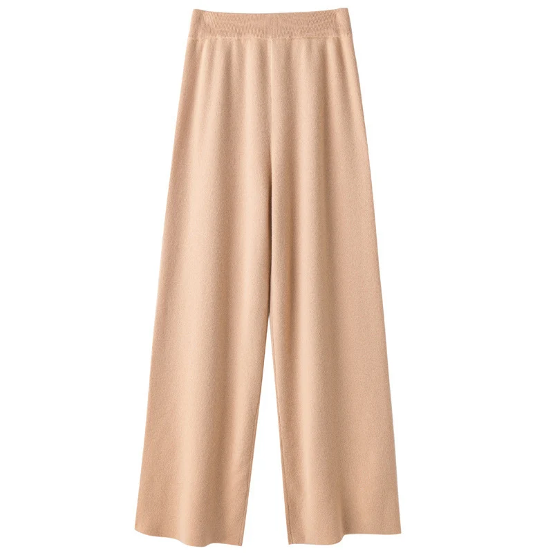 Damen Weite Strickhose mit hohem Bund und kaschmirähnlicher Weichheit Nord Taschen