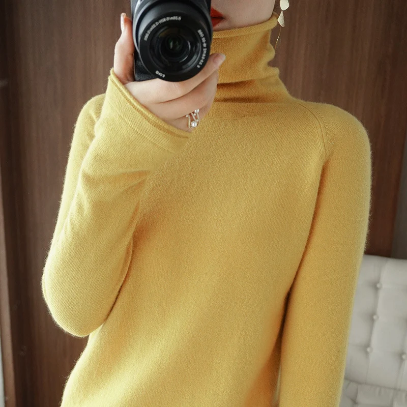 Damen Weicher Rollkragenpullover aus Kaschmir‑Look mit Daumenloch und figurbetonter Silhouette Nord Taschen