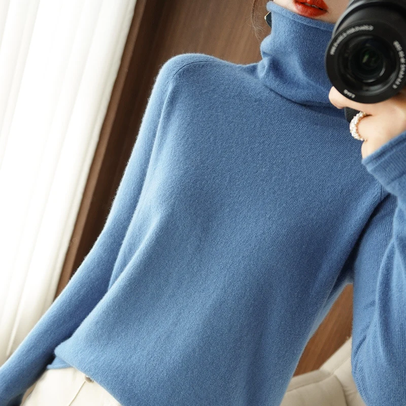Damen Weicher Rollkragenpullover aus Kaschmir‑Look mit Daumenloch und figurbetonter Silhouette Nord Taschen