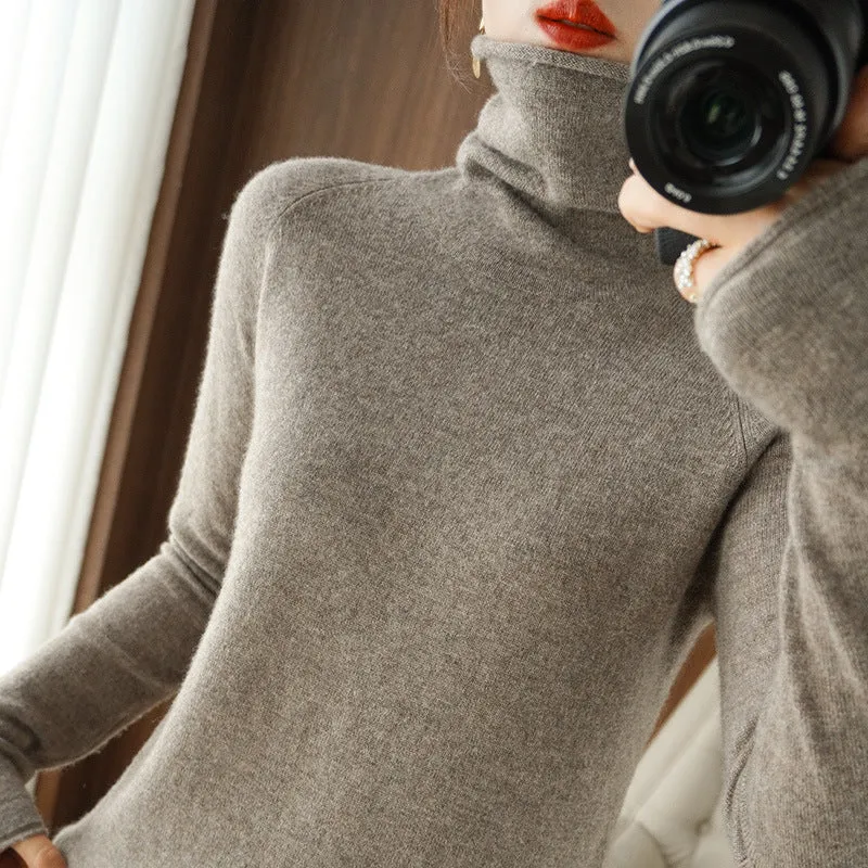Damen Weicher Rollkragenpullover aus Kaschmir‑Look mit Daumenloch und figurbetonter Silhouette Nord Taschen