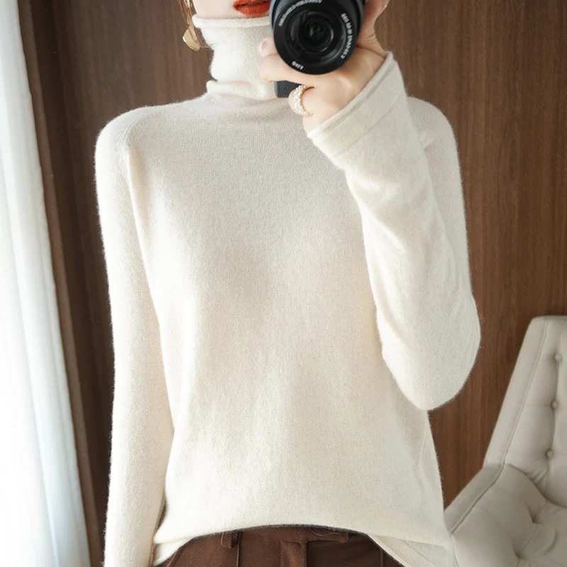 Damen Weicher Rollkragenpullover aus Kaschmir‑Look mit Daumenloch und figurbetonter Silhouette Nord Taschen