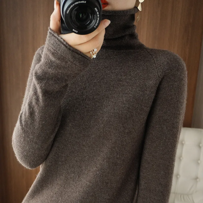 Damen Weicher Rollkragenpullover aus Kaschmir‑Look mit Daumenloch und figurbetonter Silhouette Nord Taschen
