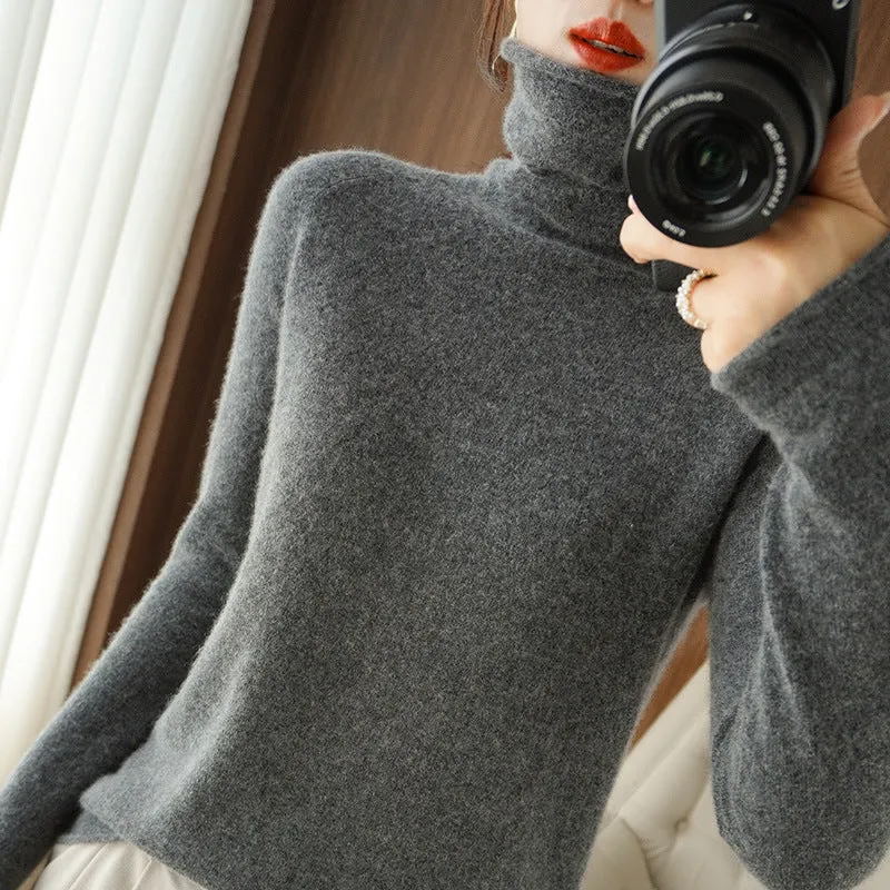 Damen Weicher Rollkragenpullover aus Kaschmir‑Look mit Daumenloch und figurbetonter Silhouette Nord Taschen