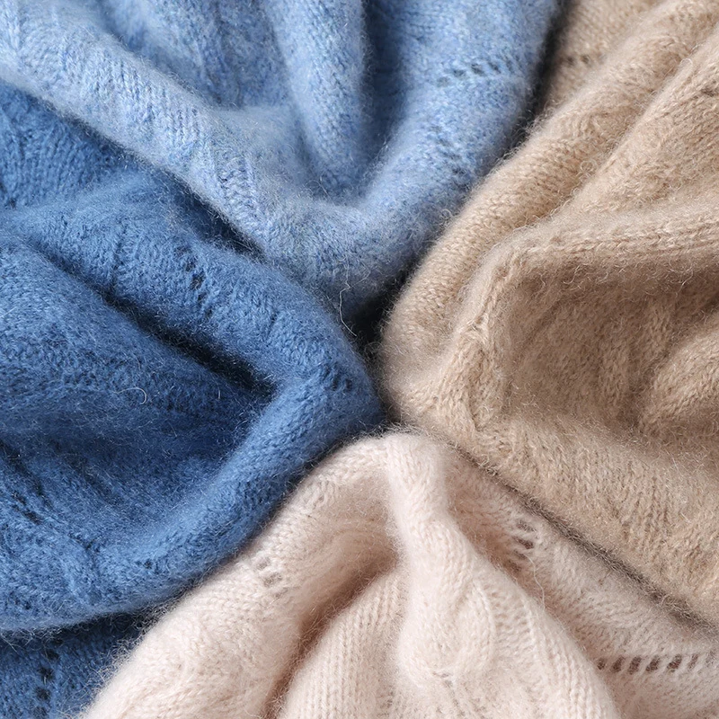 Damen Weicher Mohair‑Optik Oversize‑Rollkragenpullover mit Ajour‑Zopfstruktur Nord Taschen