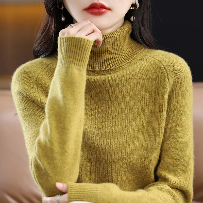 Damen Weicher Hochkragen-Pullover aus flauschigem Wollmix mit Raglanärmeln Nord Taschen