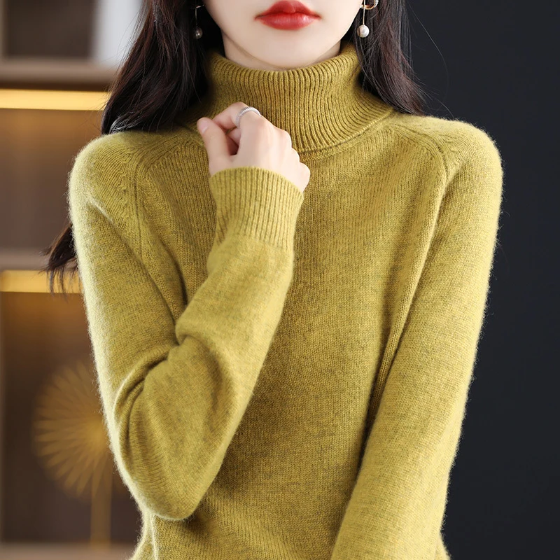 Damen Weicher Hochkragen-Pullover aus flauschigem Wollmix mit Raglanärmeln Nord Taschen
