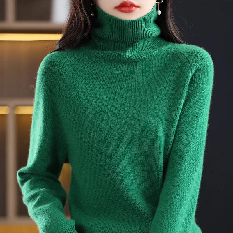 Damen Weicher Hochkragen-Pullover aus flauschigem Wollmix mit Raglanärmeln Nord Taschen