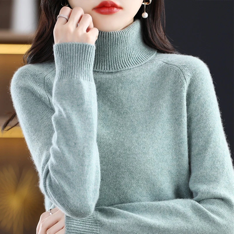 Damen Weicher Hochkragen-Pullover aus flauschigem Wollmix mit Raglanärmeln Nord Taschen