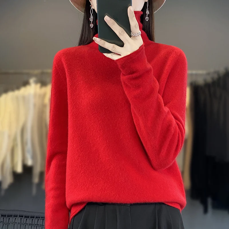 Damen Weicher Feinstrick-Rollkragenpullover mit kaschmirähnlicher Haptik und verlängerten Bündchen Nord Taschen