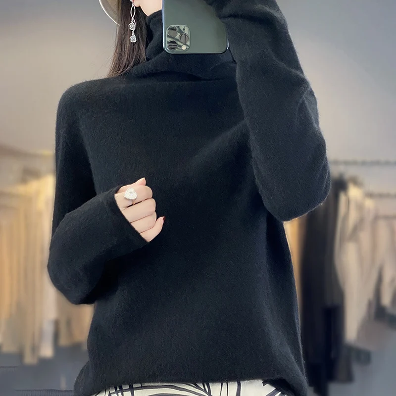Damen Weicher Feinstrick-Rollkragenpullover mit kaschmirähnlicher Haptik und verlängerten Bündchen Nord Taschen