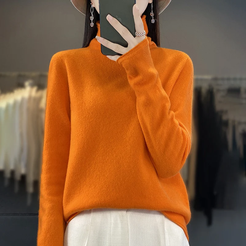 Damen Weicher Feinstrick-Rollkragenpullover mit kaschmirähnlicher Haptik und verlängerten Bündchen Nord Taschen