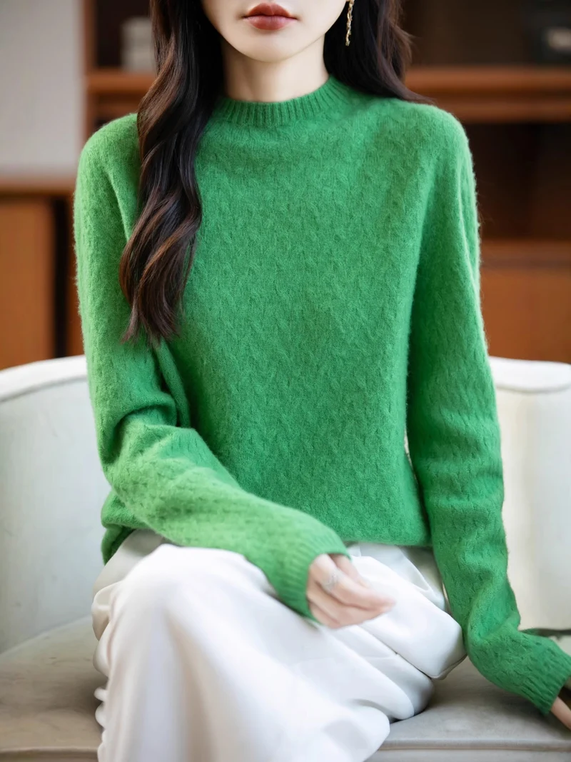 Damen Weicher Feinstrick‑Pullover mit kurzem Mockneck, leichter Mohair‑Optik und entspannter Silhouette Nord Taschen