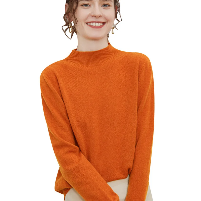 Damen weicher Feinstrick-Mockneckpullover mit Angora‑Look und legerer Silhouette Nord Taschen