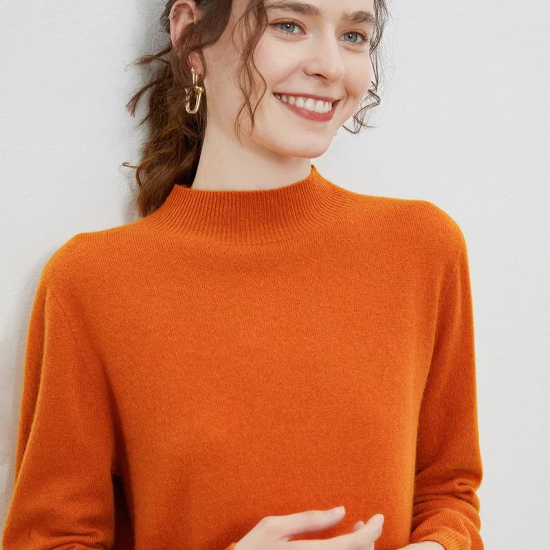 Damen weicher Feinstrick-Mockneckpullover mit Angora‑Look und legerer Silhouette Nord Taschen