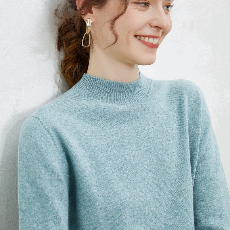 Damen weicher Feinstrick-Mockneckpullover mit Angora‑Look und legerer Silhouette Nord Taschen