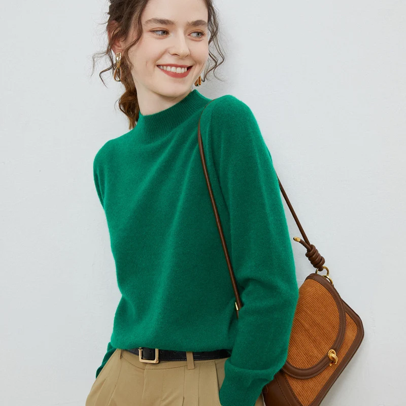 Damen weicher Feinstrick-Mockneckpullover mit Angora‑Look und legerer Silhouette Nord Taschen