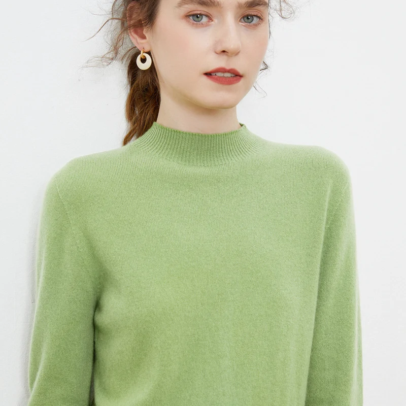 Damen weicher Feinstrick-Mockneckpullover mit Angora‑Look und legerer Silhouette Nord Taschen