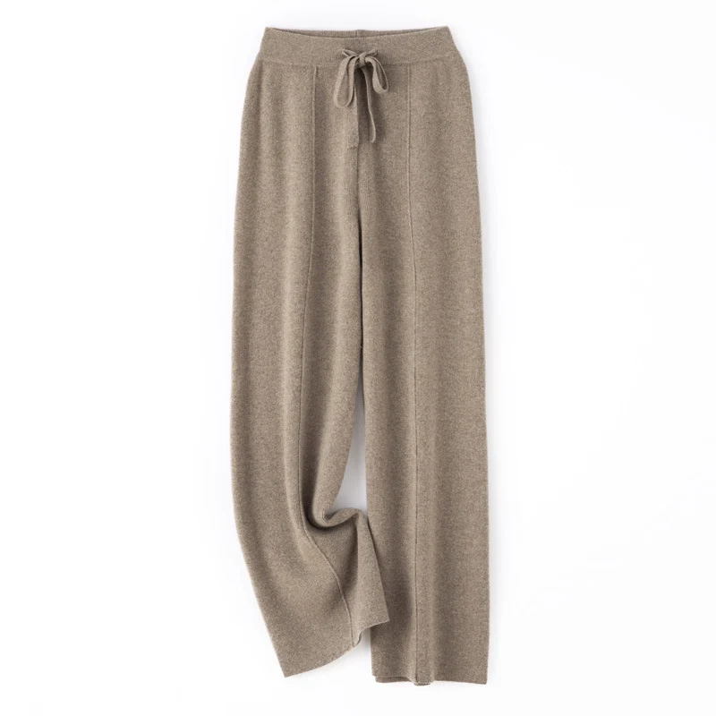 Damen Weiche Strickhose mit weitem Bein, Tunnelzugbund und dekorativer Mittelnaht Nord Taschen