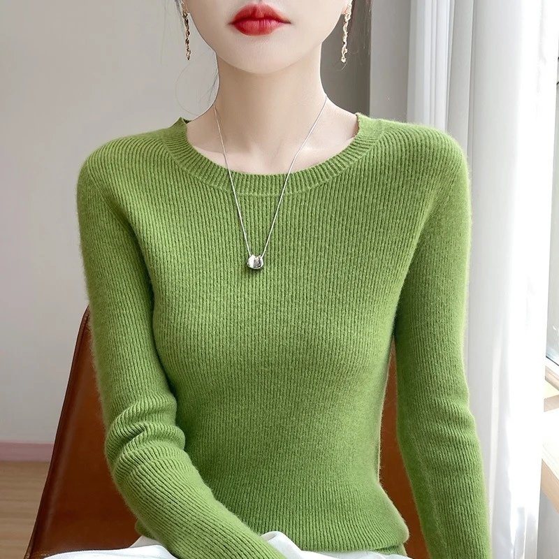 Damen Taillierter Rundhals-Pullover aus fein gerippter Kaschmir‑Optik Nord Taschen