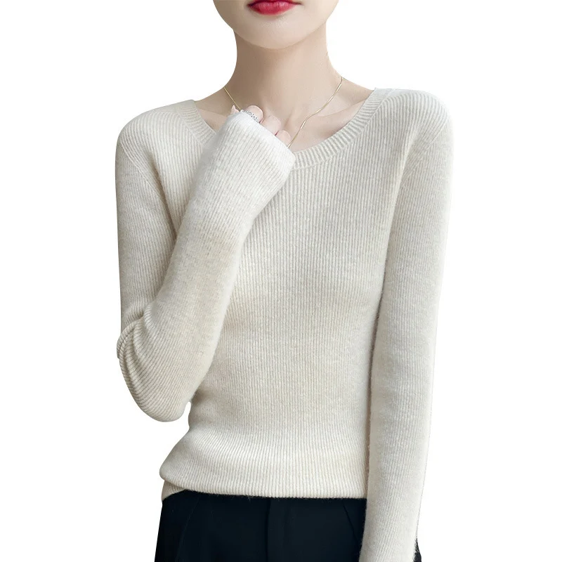Damen Taillierter Rundhals-Pullover aus fein gerippter Kaschmir‑Optik Nord Taschen