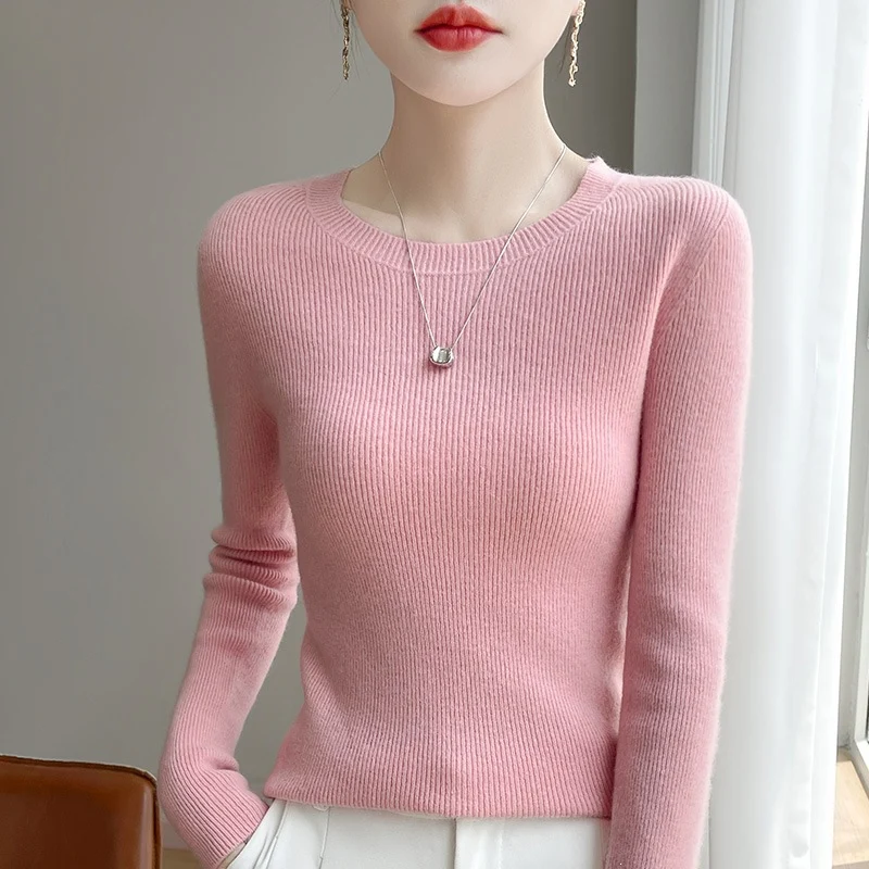 Damen Taillierter Rundhals-Pullover aus fein gerippter Kaschmir‑Optik Nord Taschen