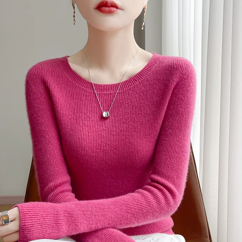 Damen Taillierter Rundhals-Pullover aus fein gerippter Kaschmir‑Optik Nord Taschen