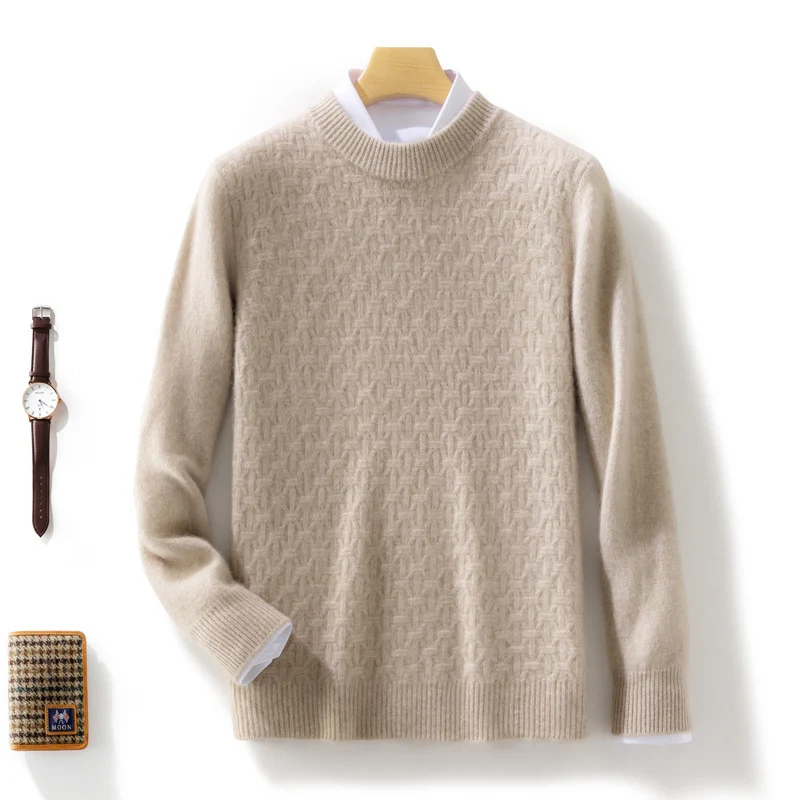Damen Strukturierter Mockneck-Pullover im Kaschmir‑Look mit geometrischer Wabenstruktur Nord Taschen