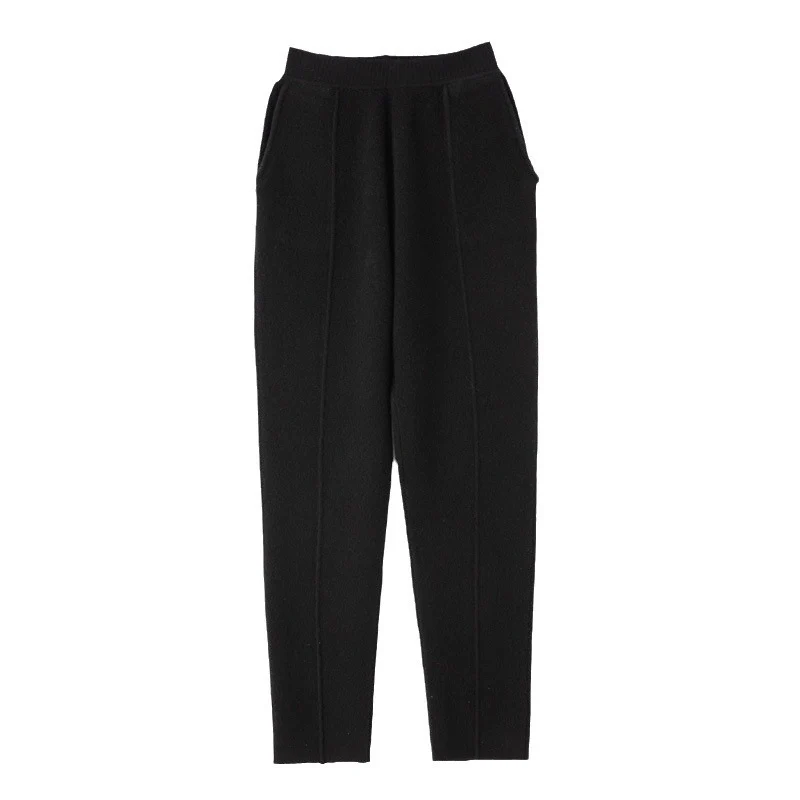 Damen Strickhose mit schmaler Beinform, elastischem Bund und Bügelfalte Nord Taschen