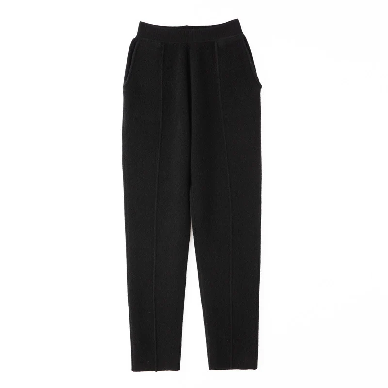 Damen Strickhose mit schmaler Beinform, elastischem Bund und Bügelfalte Nord Taschen