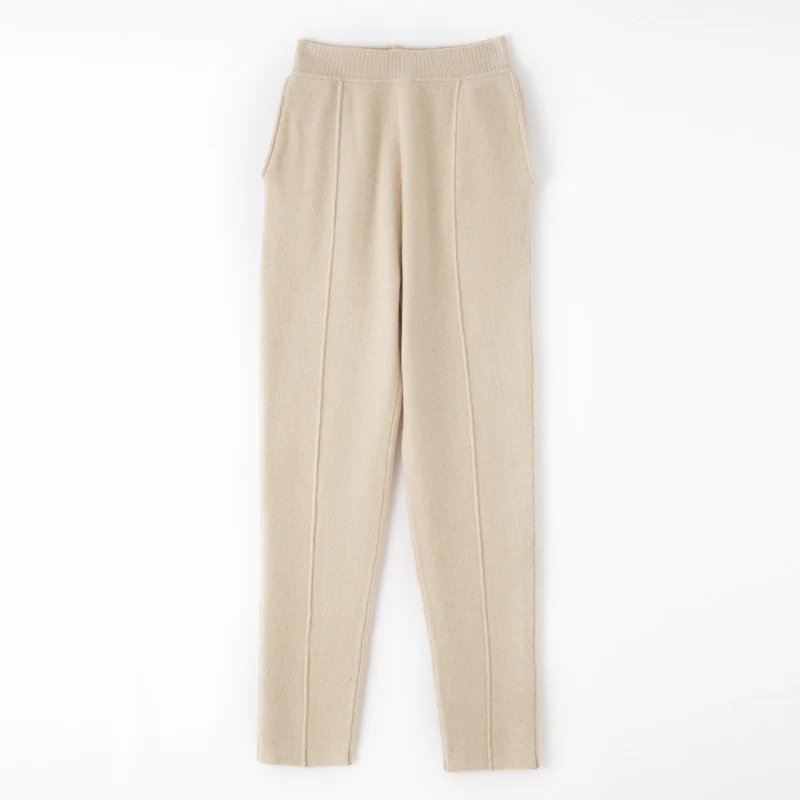 Damen Strickhose mit schmaler Beinform, elastischem Bund und Bügelfalte Nord Taschen